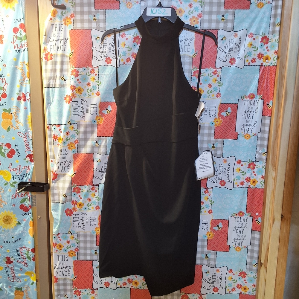 NWT BETSY ADAM ASYMMETRICAL-HEM BODYCON DRESS